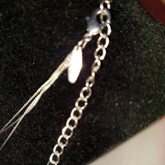 Signed NY Multi Level Necklace Silver Chain Clear Pink Tan Gray Beads - Picture 2 of 3